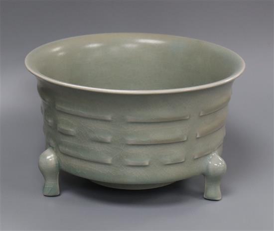 A celadon 19th/20th century censer with Ru glaze